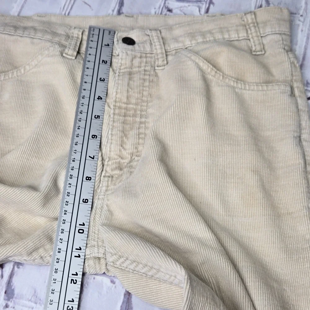 VTG 70s Levis‎ Corduroy Pants Men 33x30 Tan Cream Straight Leg Talon 42 Zipper